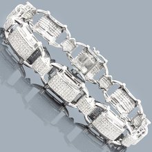 Mens Diamond Bracelets: 10K Gold 3.29ct