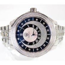 Mens Diamond Robb & Co Watch Round Cut H Color 3.97ct