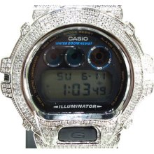 Mens Diamond White Stainless Steel G-Shock Watch Round Cut 4.50ct