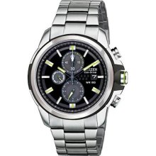 Men's Drive Chronograph Stainless Steel Case and Bracelet Black Dial Date Displa