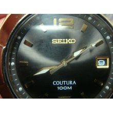 Mens Gold Tone Seiko 10 Bar Wr Watch Model 8n0428