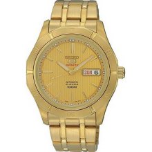 Men's Gold Tone Stainless Steel Case and Bracelet Automatic Gold Dial Day Date D