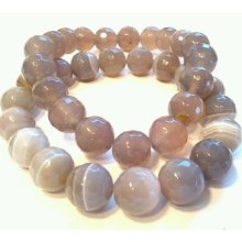 Mens Gray Agate Bead Bracelets. Astounding Depth, Shine, And Elegance Of Color.