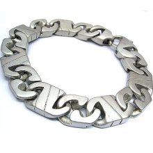 Mens Heavy Link Bracelet Matte Finish Stainless Steel 316L 8 3/4