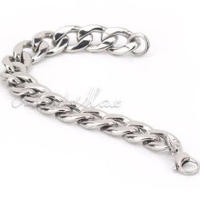 Mens Huge Silver Tone 316l Stainless Steel Curb Bracelet Chain Gift 14mm Width