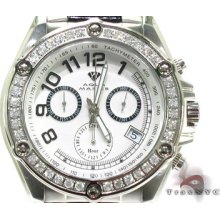 Mens Ladies Women Diamond Aqua Master Watch Round Cut Si1 W-126 Black 1.70ct