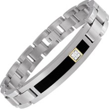 Men's Onyx and Diamond Bracelet in Titanium and 14K Gold bracelets