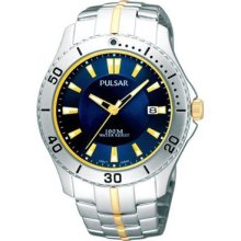 Men's Pulsar By Seiko Quartz Pxha31 Date Blue Dial Stainless Watch