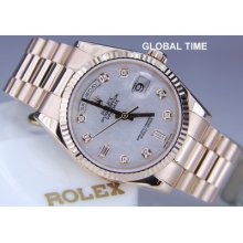 Mens Rolex 18k Rose Gold Day Date 118235 Meteorite Diamond Dial D 2005 Papers