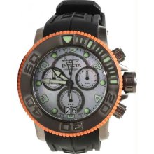 Men's Sea Hunter Pro Diver Chronograph Stainless Steel Case Rubber Strap Silver