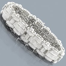 Mens Silver Diamond Bracelet 3.25 ct