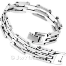 Mens Silver Stainless Steel Bracelet Link Hand Chain Cuff Vc761