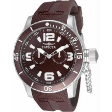 Men's Specialty Stainless Steel Case Rubber Bracelet Brown Tone Dial