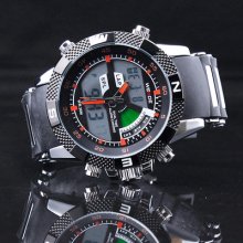 Mens Sport Army Alarm Chronograph Swimming Waterproof Wrist Watch Rubber Strap