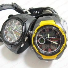 Men's Sports Dive Watch Dual Movements 50m Water-resistant Digital W