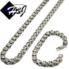 Men's Stainless Steel 8x6mm Silver Greek Key Link Chain Necklace And Bracelet