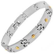 Men's Stainless Steel Bracelet with Yellow Ion-Plated Screw Accents - 8.5