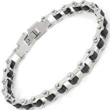 Men's Stainless Steel Bracelet Rubber Links Bike Chain