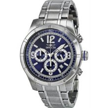 Men's Stainless Steel Case and Bracelet Chronograph Blue Tone Dial Dat