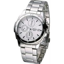 Men's Stainless Steel Chronograph Silver Tone Patterned