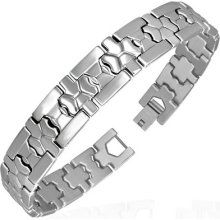 Mens Stainless Steel Geometric Heart Cross Chastity Panther Link Bracelet