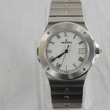 Men's Stainless Steel Movado Se Sports Ref 8465877 White Roman Dial Wristwatch