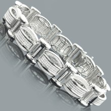 Mens Sterling Silver Bracelets: Diamond Bracelet 1.25ct