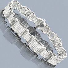 Mens Sterling Silver Diamond Bracelet 4.60ct