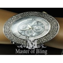 Mens Techno Jojo King Pave Watch Fully Iced Lab Diamond Blue Mother Pearl Face