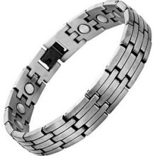 Mens Titanium Gunmetal 3000g Magnetic Bracelet In Gift Box With Free Link Re