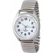 Men's Two Button Atomic Talking Watch - White Face With Black Numbers