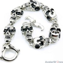 Mens Womens 316l Stainless Steel Skull Bling Bracelet Chain Cool B1v3