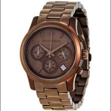 Michael Kors 38mm Runway Women Watch Mk5492 Chocolate Brown Chronograph Date