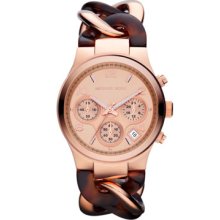 Michael Kors Mid-Size Rose Golden/Horn Acetate Runway Twist Watch