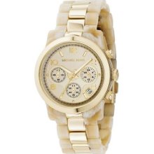 Michael Kors Mk5139 Acrylic Horn & Gold Runway Chronograph Ladies Watch