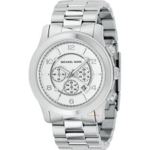 Michael Kors Mk8086 Man's Oversize Silver Stainless Steel Chronograph Watch 100m