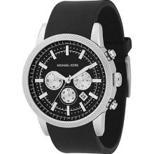 Michael Kors Watches Men's Black Pu Chronograph - Black