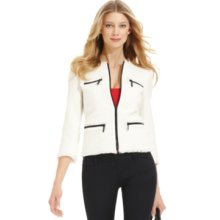 MICHAEL Michael Kors Petite Petite Tweed Fray Zip Jacket Women's Jacket