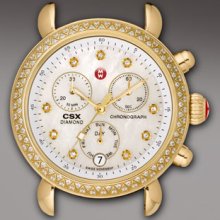 Michele CSX 36 Diamond-Bezel Watch Head, Gold