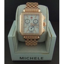 Michele Deco Day Diamond Rose Gold Tone Quartz Watch Mww06p000109