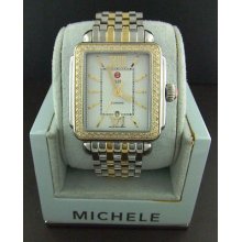 Michele Deco Diamond Two Tone GuillochÃ© Quartz Watch Mww06t000061