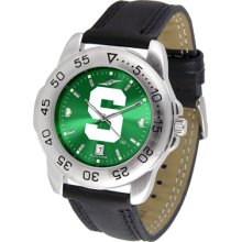 Michigan State Spartans Anochrome Watch Leather Band Mens Ladies