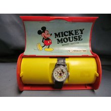 Mickey Mouse Wrist Watch Bradley Time Elgin In Original Box Case 6800 Works