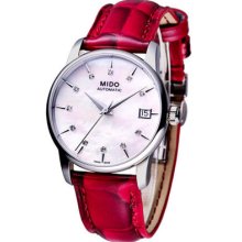 Mido Baroncelli Lady Automatic Diamonds Swiss Watch White M0072071610600 Leather