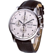 Mido Multifort Chronograph Automatic Swiss Watch White M0056141603100 Leather