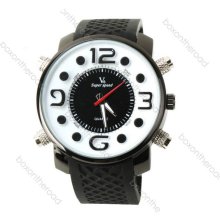 Military Pilot Men Boy Silicone Rubber Band Sport Analogue Quartz Wrist Watch