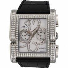 Milus Lady's Apiana Mother Of Pearl Dial Diamond Case Chronograph Watch