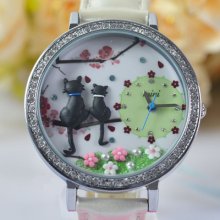 Mini Miniature Cartoon Dail Lovers Cats Quartz Girl's Chrildren Watch