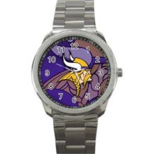 Minnesota Vikings Unisex Silver-Tone Sports Metal Watch 02