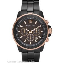 Mk8173 Michael Kors Men Gunmetal Black Tone Chrono Watch